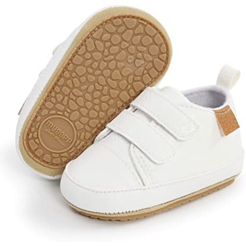 SOFMUO Baby Boys Girls High Top Ankle PU Leather Sneakers Soft Rubber Sole Infant Moccasins Newborn Oxford Loafers Anti-Slip Toddler Wedding Uniform Dress Shoes