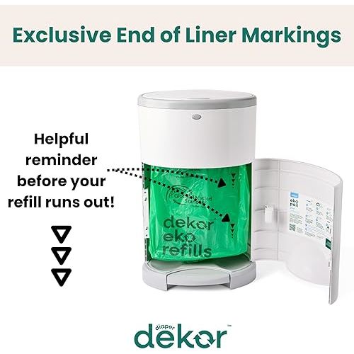 Diaper Dekor Eko Classic Refills, 4 Count | ONLY Eco-Friendly Diaper Pail Refills Made With 70% Recycled Materials | Quicker, Easier & More Cost Effective than Trash Bags | Unscented