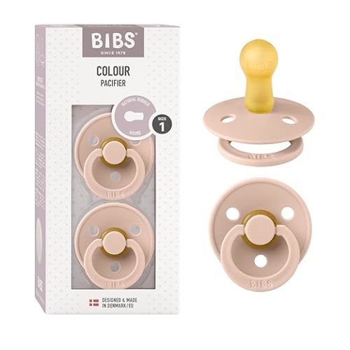 BIBS Pacifiers Colour Collection | Natural Rubber Baby Pacifier | Set of 2 BPA-Free Soothers | Made in Denmark | 0+ Months (Pack of 2) | Blush/Ivory