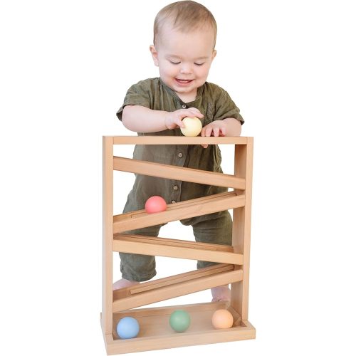 Montessori Ball Tracker Wooden Ball Drop - Wood Toys for 3 Year Old - Educational Toy for Baby and Toddler - Ramp Maze Run Track Toy - First Birthday Gift 18 Months