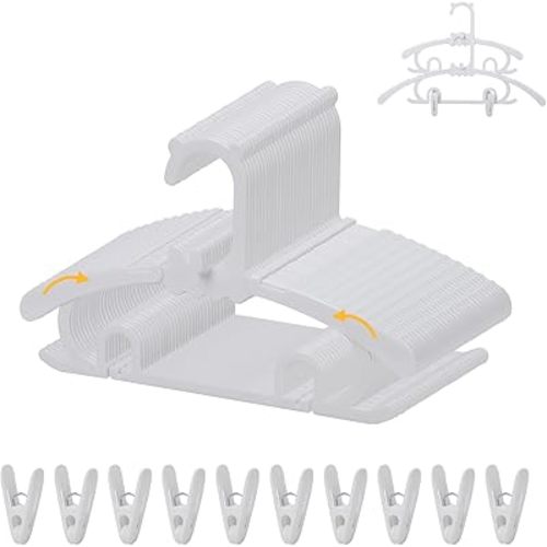 30 Pack Baby Clothes Hangers with 16 Clips, 11-15 inch Adjustable Kid Hanger, Multifunctional Children Hangers for Girl Boy Toddler Kids Child(White)