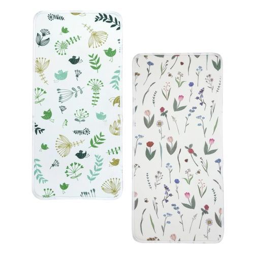 haakaa Waterproof Changing Pad Liners, 100% Cotton, Soft & Breathable (2pcs, 13" x 27.5" Honey Blossom+Spring Breeze)