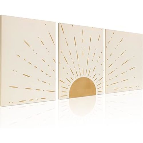 puthiac Boho Minimalist Wall Art - Framed Canvas Prints - Perfect for Modern and Neutral Home Decor, Bohemian Style - Ideal for Living Room, Bedroom, Bathroom and Office