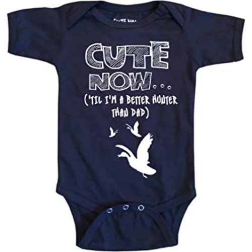 Baby Hunting Bodysuit (Til I'm The Better Hunter Than Dad) Duck Hunting Infant Bodysuit - Pick Color and Size NB-18M