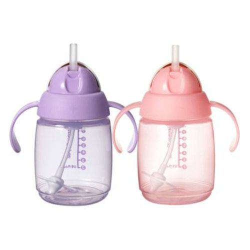 Tommee Tippee 8oz Weighted Starter Straw Sippy Cup - Pink & Purple - 2pk