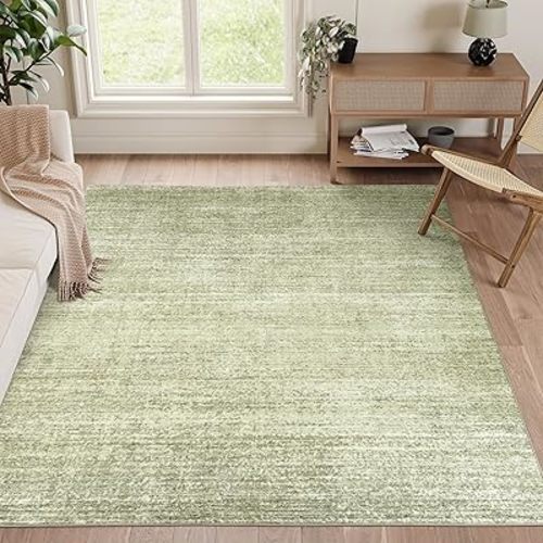 Valenrug Washable Rug - Stain Resistant Area Rugs for Living Room, Non Slip Backing Printed Rugs for Bedroom, Folable Machine Washable Area Rug (Green, 5'x7')