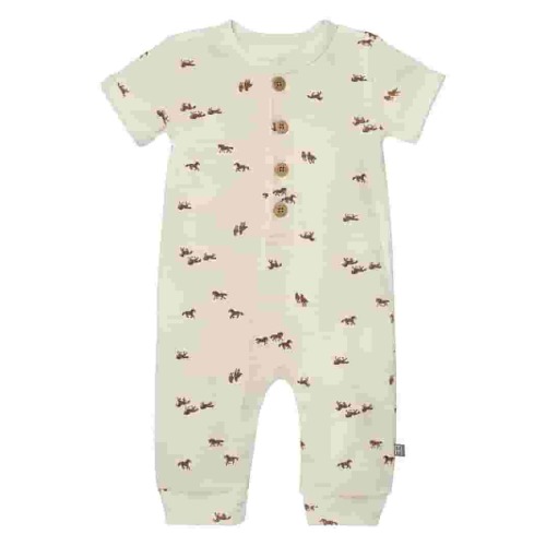 Modern Moments by Gerber Gender Neutral Short Sleeve Henley Romper, Sizes 0/3 Months - 24 Months
