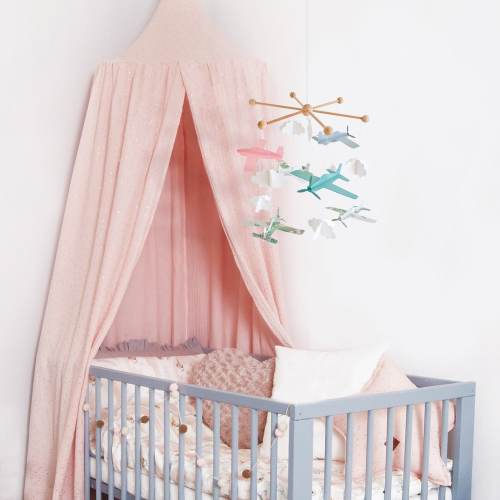 Pink Baby Mobile. Airplane Mobile for Nursery. Baby Girl Mobile. Vintage Map Decor. Baby Crib Hanger. Pilot Baby Gift