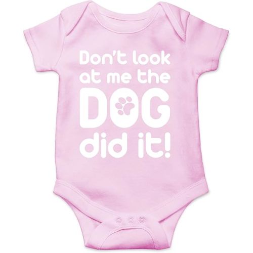 AW Fashions Don't Look At Me, The Dog Did It! Baby Bodysuit Funny Newborn Outfit for Boys or Girls Romper