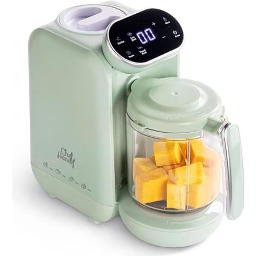 Baby Food Maker, 5 in 1 Baby Food Processor with Steaming Basket, Auto Cooking & Grinding, Touch Screen Control, Baby Steamer and Blender, Baby Food Puree Maker Warmer Mills Machine (Green)