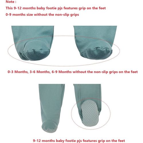 Aablexema Baby Footie Pajama with Mitten Cuffs, Double Zipper Infant Cotton clothes Sleeper Pjs, Footed Sleep Play - 0-3 Months - Car Style Blue