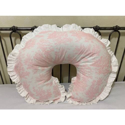 Nursing Pillow Cover with Ruffle, Blue Toile, Pink Toile Nursing Pillow Cover, Breastfeeding Pillow Cover