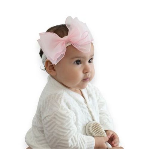 Summer Crystal – Organza Cloud Bow Baby Headband - 1 Pack