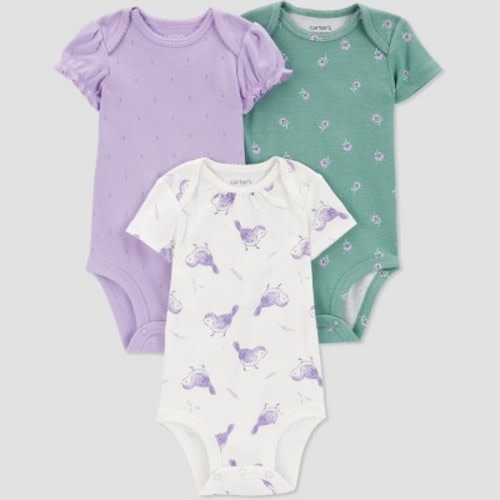 Carter's Just One You® Baby Girls' 3pk Short Sleeve Bodysuit, Color: Purple, Size: 6M