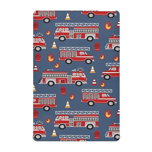 Cartoon Fire Truck Fitted Crib Sheet for Boys Girls Baby Crib Sheet Crib Mattress Sheet Soft Baby Sheets, 52 X 28 in
