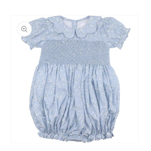 Blue And White Petite Floral Smocked Bubble – Cecil & Lou