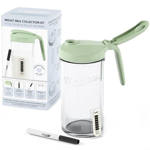 Masontops Breast Milk Storage Kit - 24oz Airtight Mason Jar with Handle, Marker & Stick-on Thermometer for New Moms