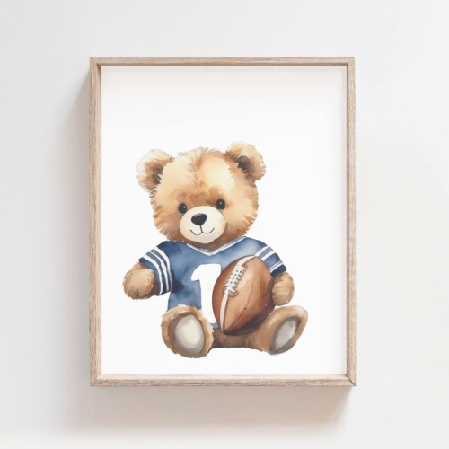 Bear Football Nursery Art, Football Wal Art, Sport Wall Art, Football Decor, Sports Decor, Sport Nursery Prints, Children's Room Decor