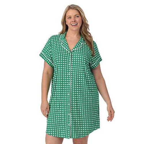 Plus Size Draper James Printed Cozy Short Sleeve Notch Collar Sleepshirt