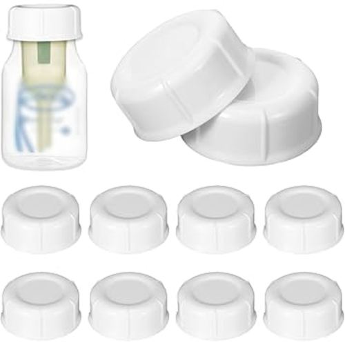 10 Pcs Narrow Bottle Caps Compatible with Dr Brown's, Medela, Ameda, Lids Replacement Parts with Sealing Gasket, Fits Narrow Neck Dr Brown Glass Bottles, Storage Lids Replacement (White)