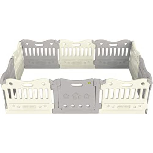 Baby Care Play Mat Funzone Play Pen - Extra Large Baby Play Yard - Play Pen for Baby - Safe with Double Locking (Grey, Full Set)