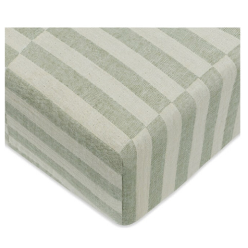 GOTS Certified Organic Muslin Cotton Crib Sheet, Moss Stripe - Babyletto | Maisonette