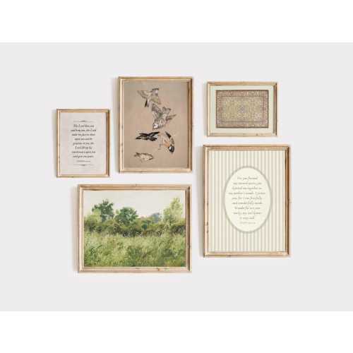 Vintage Nursery Gallery Wall Gender Neutral Psalm 139 Baby Girl Room Christian Wall Art Baby Boy Nursery Print Bundle Wall Decor Set of 5
