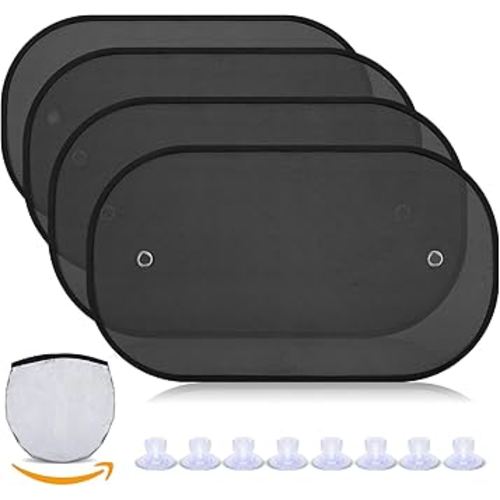 ZATOOTO Car Window Shades for Baby 4 Pack, Car Side Window Sun Shade Sun Blocker with Enhanced Suction Cups Protect Kids and Pets from Sun Glare and Heat
