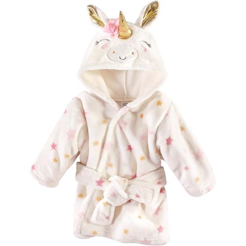 Luvable Friends Unisex Baby Plush Bathrobe, Stars Unicorn, 0-9M