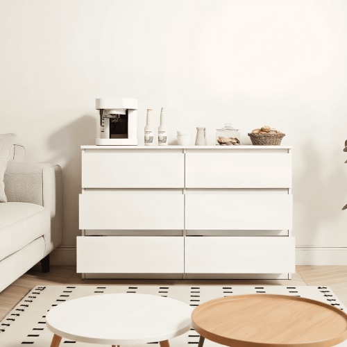 Kadyn 6 Drawer Bedroom Dresser, Chest of Drawers for Bedroom, Dressers with Handleless Design, White