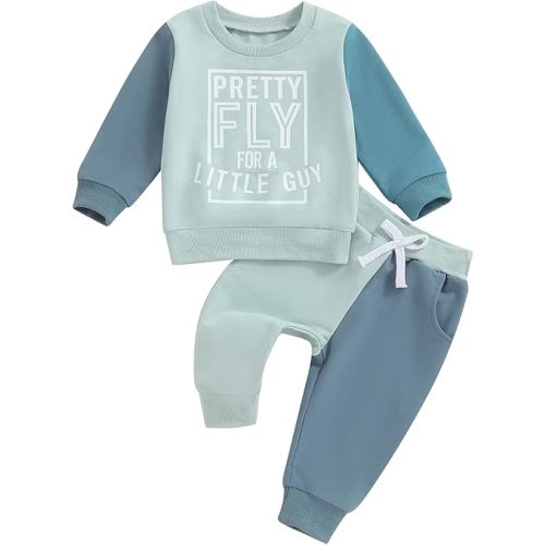 Infant Baby Boy Pants Fall Winter Outfits Snacks Letter Print Long Sleeve Sweatshirt Pants Toddler Clothes Set