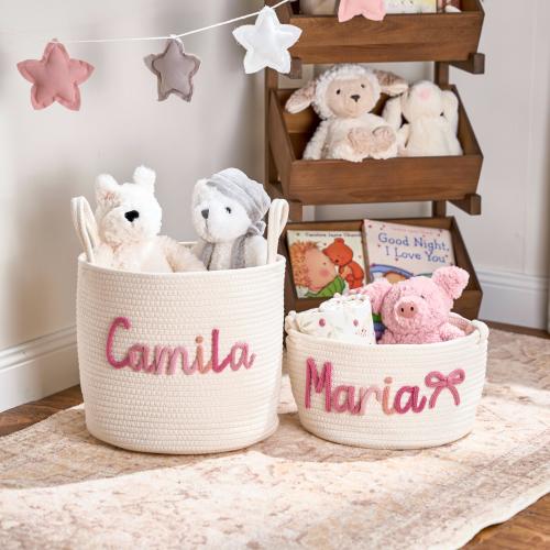 Personalized Handmade Basket • Easter Basket • Baby Gift • Baby Shower Gift • Baby Basket • I-Cord Knitting Craft • Toy Organizer