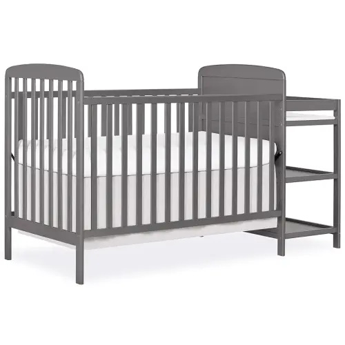 Dream On Me Anna 3-in-1 Full-Size Crib and Changing Table Combo in Steel Grey, Greenguard Gold Certified, Non-Toxic Finishes, Includes 1" Changing Pad, Wooden Nursery Furniture