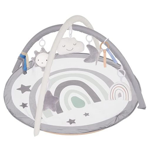 little dove Baby Gym and Infant Play Mat Rainbow Design for Newborn Stage-Based Developmental Activity Gym for Babies to Toddlers with 7 Toys Infant Mirror Tummy Time Mat Neutral Grey