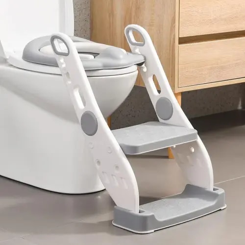Fedicelly Potty Training Toilet Seat for Boys Girls,Toddlers Potty Training Seat Step Stool Ladder,Kids Potty Chair Potty Seat for Toilet (Gray)