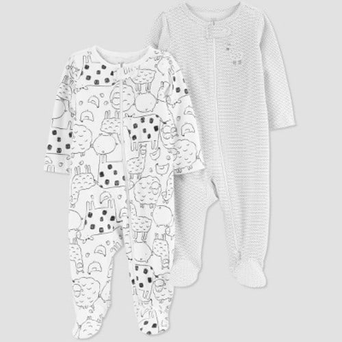 Carter's Just One You® Baby 2pk Farm Animals Sleep N' Play - Gray, Size: InfantNewborn
