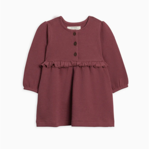 Nina Waffle Knit Ruffle Waist Dress