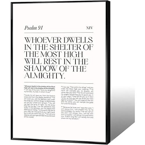 Christian Bible Verse Poster Psalm 91 Niv Canvas Wall Art Whoever Dwells In The Shelter Religious Scripture Art Print Spiritual Jesus Biblical Print Gift For Baptisms Prayer 16x24in Wrapped Canvas