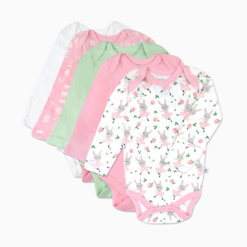 5-Pack Organic Cotton Long Sleeve Bodysuit - Tutu Cute