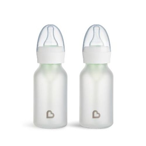 Munchkin Bond Silicone Coated Glass Baby Bottles - White - 4 fl oz/2pk: BPA-Free, Level 1 Slow Flow, 0.73 lb