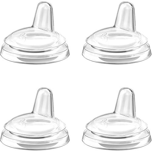 Sippy Spout Nipples for Philips Avent Natural Baby Bottles, My Grippy Spout Sippy Cup and Natural Trainer Sippy Cup, Food Grade Soft Silicone, Variable Flow, 6m+, 4 Count