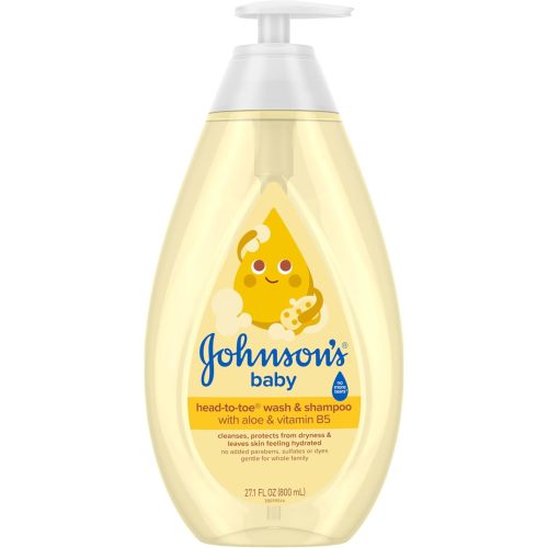 Johnson's Baby Head-To-Toe 2 in 1 Tear Free Wash & Shampoo with Aloe Vera and Vitamin B5, Safe and Gentle for Newborns and Delicate Skin, Hypoallergenic and pH Balanced, 27.1 Fl Oz