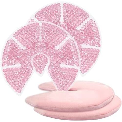 Hot/Cold Breast Gel Bead Ice Packs Breast Cooling/Heat Pads Relief for Breastfeeding, Nursing Pain, Mastitis, Engorgement, Swelling, Plugged Ducts | Boost Milk Let-Down & Production,2 Pack (Pink)