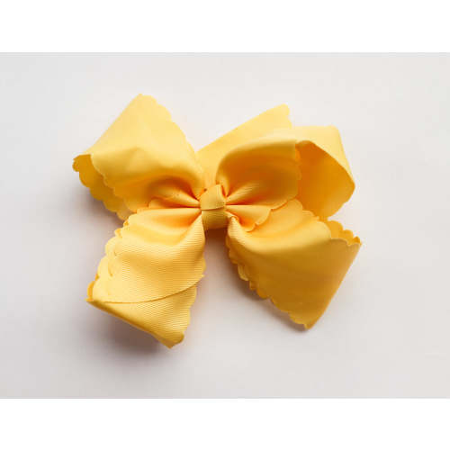 6 Inch Scalloped Ribbon Bows Yellow