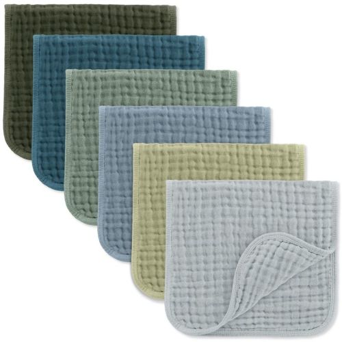 Muslin Burp Cloths Large 100% Cotton by Comfy Cubs (Multicolor, Pack of 6)