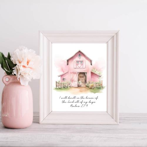Christian Nursery Decor, Bible Verse Wall Art, Girls Nursery Decor, Farm Room Decor, Pink Barn, Country, Scripture Art, Baby Shower Gifts
