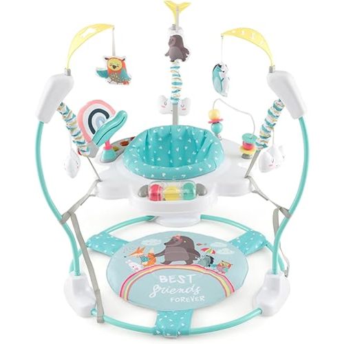 BABY JOY Baby Jumpers and Bouncers, Infant Activity Center with Music Lights Sounds, 360° Rotating Seat and 3 Adjustable Heights, Baby Play and Learning Center for 6-12 Months