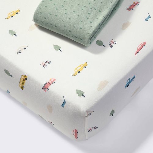 Fitted Jersey Crib Sheet - Transportation - 2pk - Cloud Island™