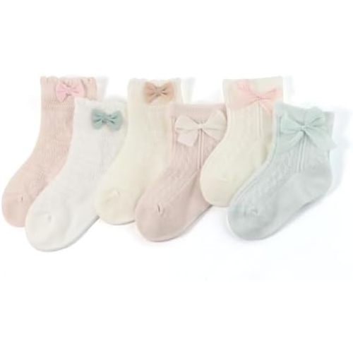 Baby Girls Socks with Bow 2nd-generation Newborn Cotton Cute Princess Socks for Toddler Infant
