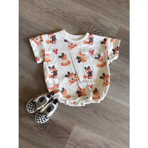 Teddy Bear Disney Bubble Romper| Disneyland Outfit | Oversized Infant Romper | Soft & Breathable Baby Outfit | Disney Baby Fit | Cotton Fit